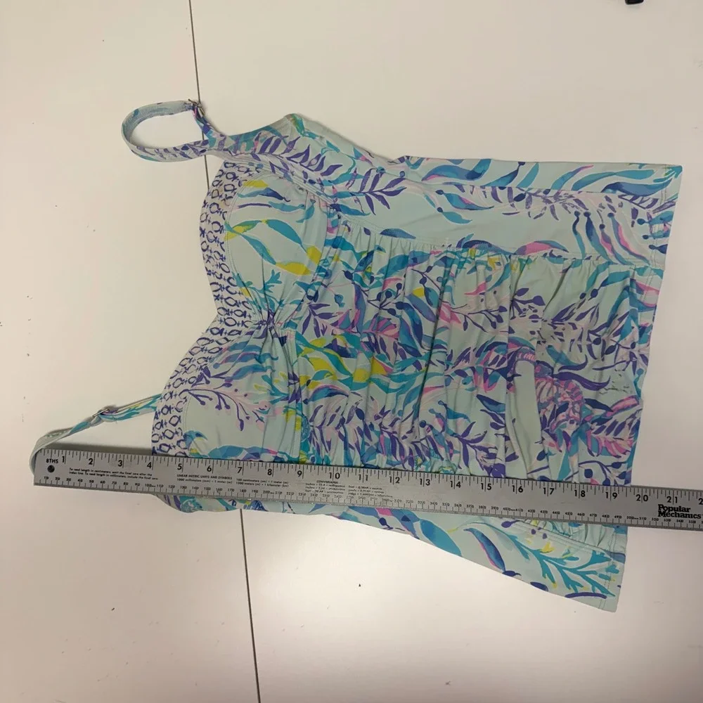 Lilly Pulitzer Seahorse Print Ruched Tankini Top Blue Pink‎ Green Size 4
